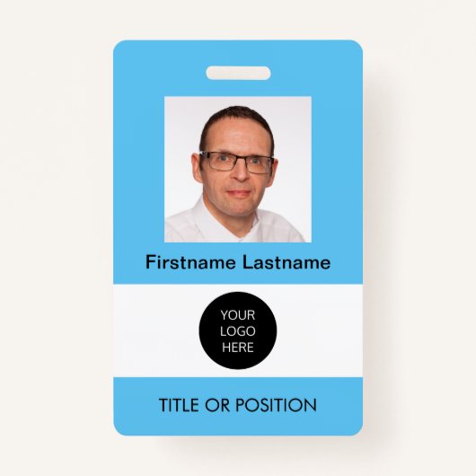 Foto ID Light Sky Blue Name Badge (Voorkant)