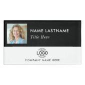 Foto ID Logo Center Zwart Wit Magnetisch Groot Naambadge (Voorkant)