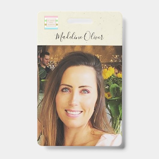 Foto ID Logo QR-code Rustic Lanyard Badge (Front)