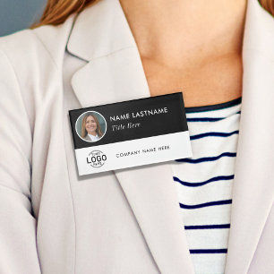 Foto ID Logo Zwart Wit Cirkel Magnetisch Groot Naambadge