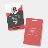 Foto-ID rood en zwart Badge (Front & Back)