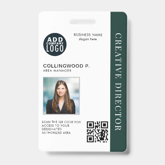 Foto-ID van medewerker Aangepaste QR-code Aangepas Badge (Voorzijde)