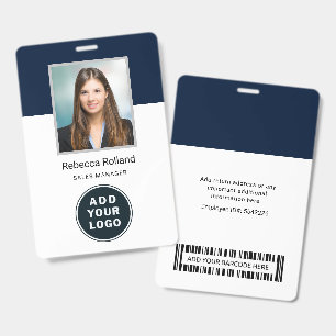 Foto-ID van werknemer en bedrijfslogo met streepje Badge