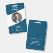 Foto ID Witte Blauwe Badge (Voor- en achterkant)