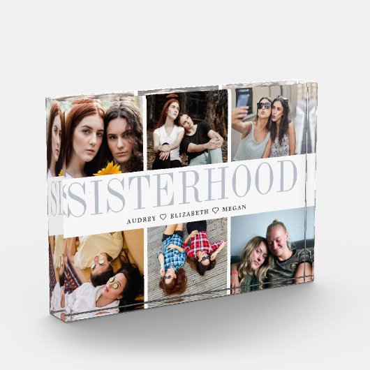 Foto in glazen blok zusterschap cadeau voor zussen (Links)