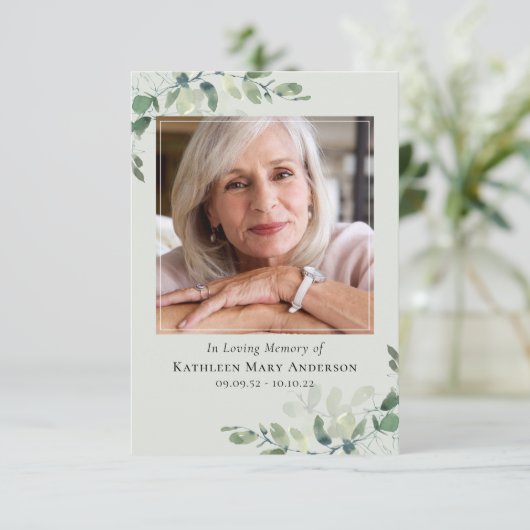 Foto in liefdevolle herinnering begrafenis sympath kaart (Staand voorkant)