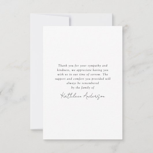 Foto in liefdevolle herinnering begrafenis sympath kaart (Achterkant)