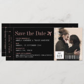 Foto instapend Pass Ticket Pink Save the Date (Voorkant / Achterkant)