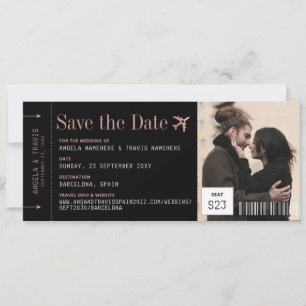Foto instapend Pass Ticket Pink Save the Date