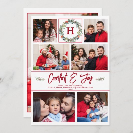 Foto Joy Monogram Kerstmis Aankondiging (Voorkant / Achterkant)