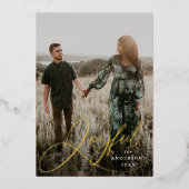 Foto Joyful Elegance Script Folie Feestdagenkaart (Voorkant)