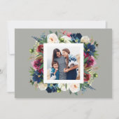 Foto Joyful New Year Burgundy and Navy Floral Feestdagenkaart (Achterkant)