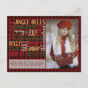 FOTO Kaart Kerst Woorden Buffalo Plaid