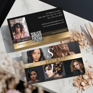 Foto Kapsalon Stylist Luxe Monogram Zwart Goud Visitekaartje
