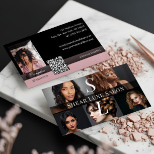 Foto Kapsalon Stylist Luxe Monogram Zwart Roze Visitekaartje