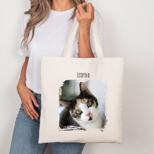 Foto Kat Huisdier met naam Tote Bag