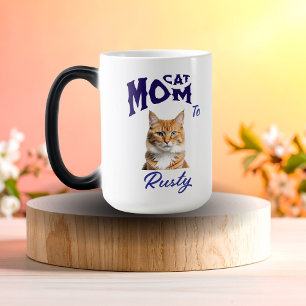 Foto Kat Moeder Blauwe Typografie Personaliseer Magische Mok
