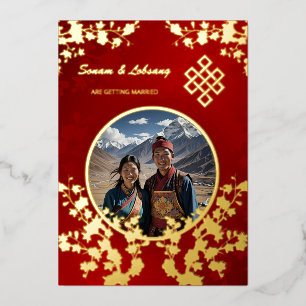 Foto Kersenbloesem Tibetaanse bruiloft Folie Uitnodiging