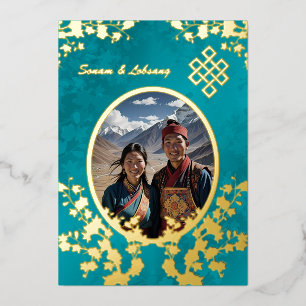 Foto Kersenbloesem Tibetaanse bruiloft Folie Uitnodiging