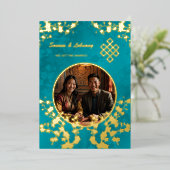 Foto Kersenbloesem Tibetaanse bruiloft Folie Uitnodiging (Staand Voorkant)