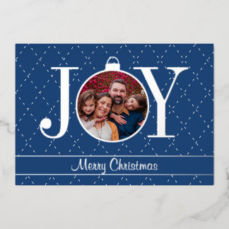 Foto KERST Blauw Wit Zilver Folie Feestdagenkaart