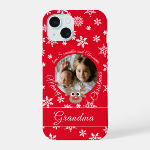 Foto Kerst Rode rendieren Schattige wit script iPhone 15 Hoesje