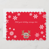 Foto Kerst Rood Schattige rendier Wit Script Feestdagenkaart (Achterkant)