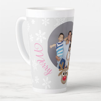 Foto Kerst Zilver Grijs Schattige Rendier Script Latte Mok