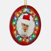 Foto Kerstbollen met rode achtergrond Keramisch Ornament (Rechts)