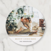 Foto Kerstcadeau Label Modern Holiday Minimal (Voorkant)