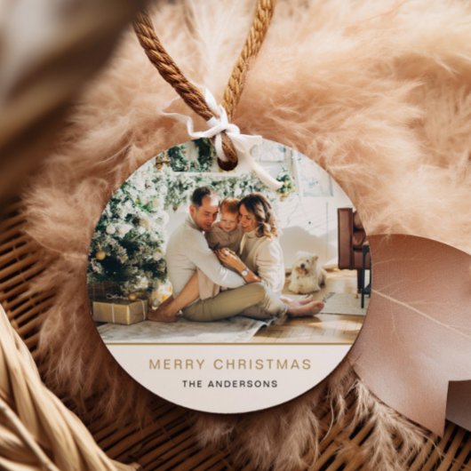 Foto Kerstcadeau Label Modern Holiday Minimal