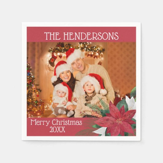 Foto Kerstfeest Poinsettia servetten (Voorkant)