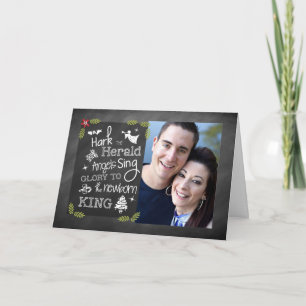 Foto kerstkaart, Chalkboard, Hark the Herald Kaart
