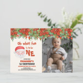 Foto Kerstman Eerste Verjaardag Kaart (Staand voorkant)