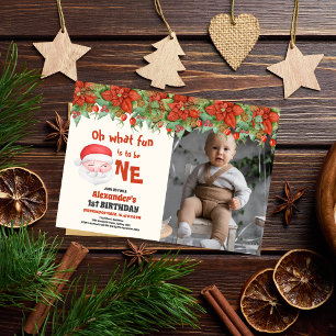 Foto Kerstman Eerste Verjaardag Kaart