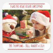 Foto Kerstmis familienaam Vierkante Sticker (Voorkant)