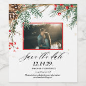 Foto Kerstvakantie Bewaar de datum Wijn Etiket (Enkel label)