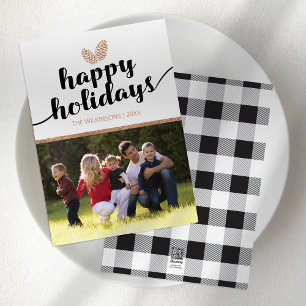 Foto Kerstvakantie Dennenkegels Zwart Wit Feestdagenkaart
