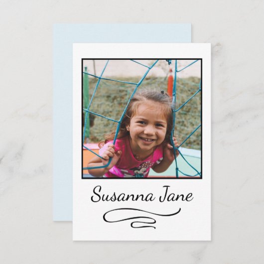 Foto kinder eenvoudig script moderne, stijlvolle n notitiekaartje (Voorkant / Achterkant)