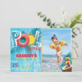 Foto kinder Pool Party Verjaardag Kaart (Staand voorkant)