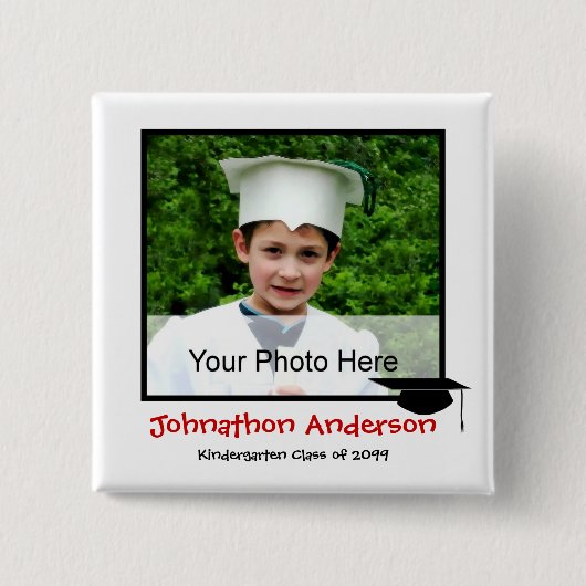 Foto Kindergarten Afstuderen Aankondiging Vierkante Button 5,1 Cm (Voorkant)