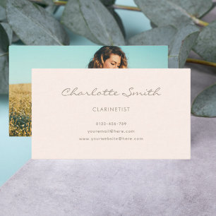 Foto Klarinettist Blush Roze Elegant Visitekaartje