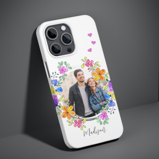 Foto kleurrijke Floral Simple Modern Personalized Case-Mate iPhone Case