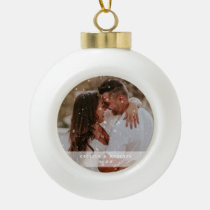 Foto Koppel Kerstsneeuwvlok Omlijst Ornament