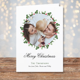 Foto Krans rond Kerst Vakantie Kaart, zwart Feestdagen Kaart