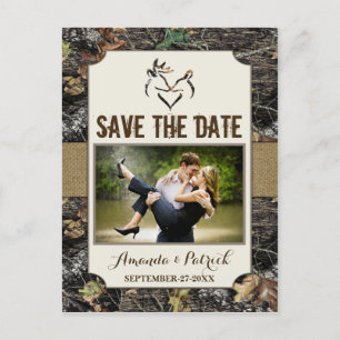 Foto: Land Rustic Deer Camo Save the Date Cards Aankondigingskaart