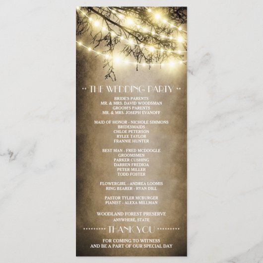 Foto  Land Rustieke Boom Trouwprogramma's Programma (Achterkant)