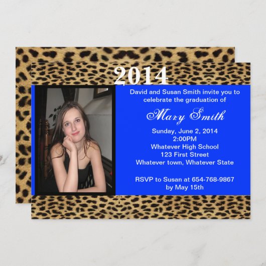 Foto: Leopard Afstuderen Invitation Kaart (Voorkant / Achterkant)