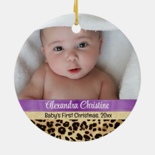 Foto Leopard Dubbelzijdig 2 Afbeelding Baby eerst Keramisch Ornament (Achterkant)