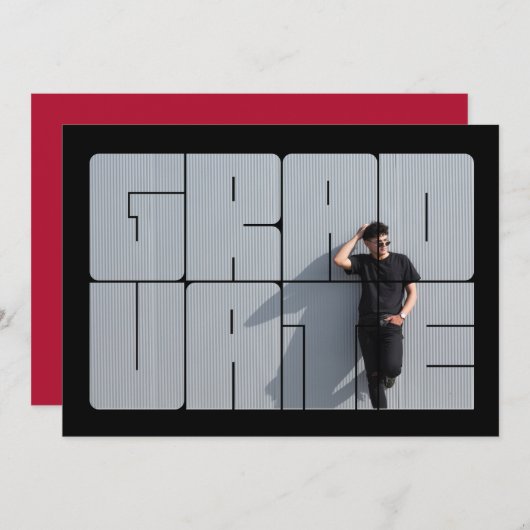 Foto Lettering Red Afstuderen Ceremony Kaart (Voorkant / Achterkant)